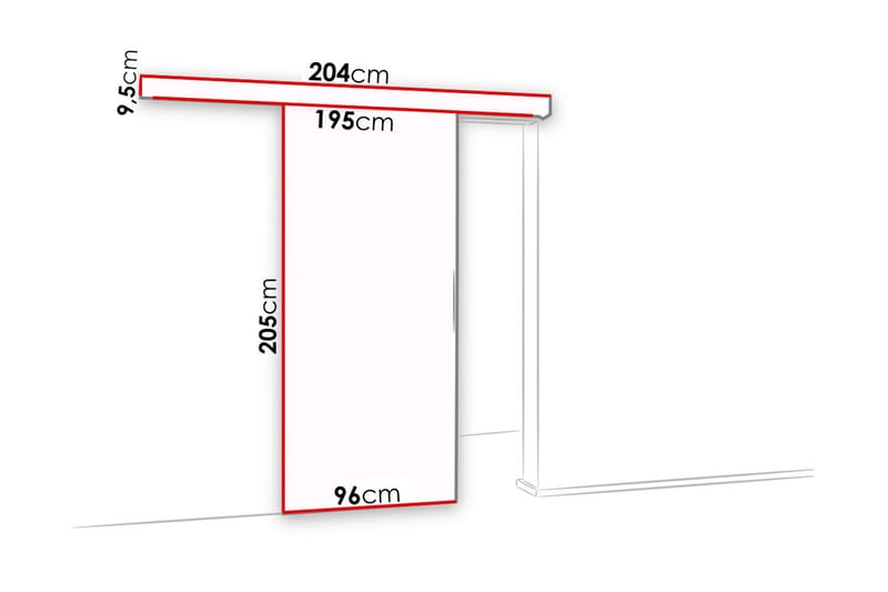 Malibu Ovi 204x96x205 cm - Säilytys - Vaatesäilytys - Vaatekaappi - Vaatekaapin ovi - Vaatekaapin liukuovi