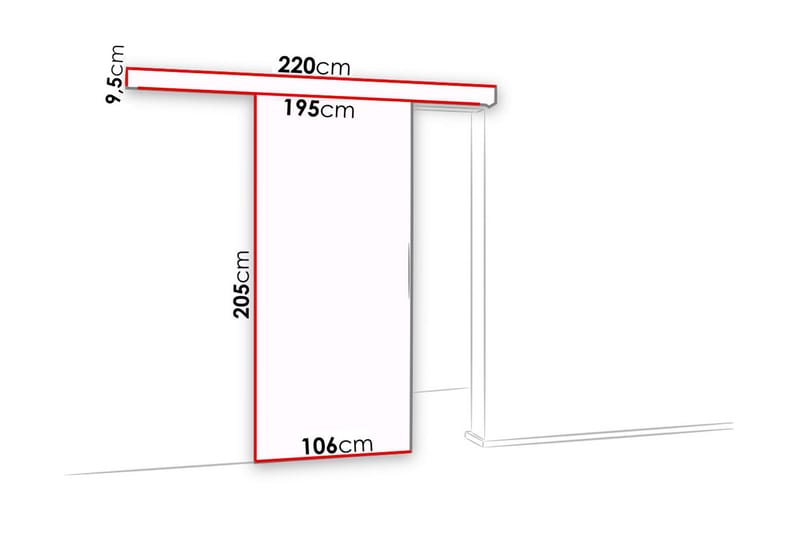 Malibu Ovi 220x106x205 cm - Säilytys - Vaatesäilytys - Vaatekaappi - Vaatekaapin ovi - Vaatekaapin liukuovi