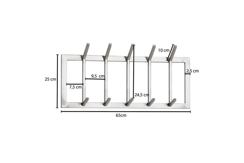 Eteinen Wohnling Seinään kiinnitettävä naulakko, 5 metallikoukkua, mattapintainen - Säilytys - Vaatesäilytys - Vaatenaulakko - Koukkunaulakot