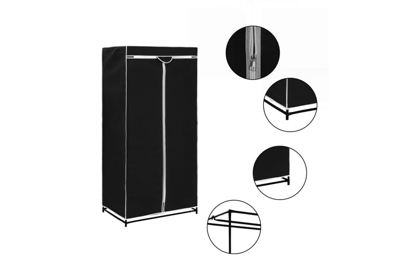 Vaatekaapit 2 kpl musta 75x50x160 cm - Musta - Säilytys - Vaatesäilytys - Vaatekaappi