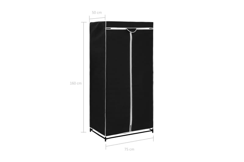 Vaatekaapit 2 kpl musta 75x50x160 cm - Musta - Säilytys - Vaatesäilytys - Vaatekaappi