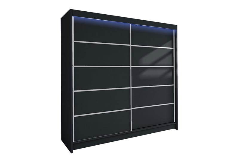 Vaatekaappi + LED - Musta - Säilytys - Vaatesäilytys - Vaatekaappi
