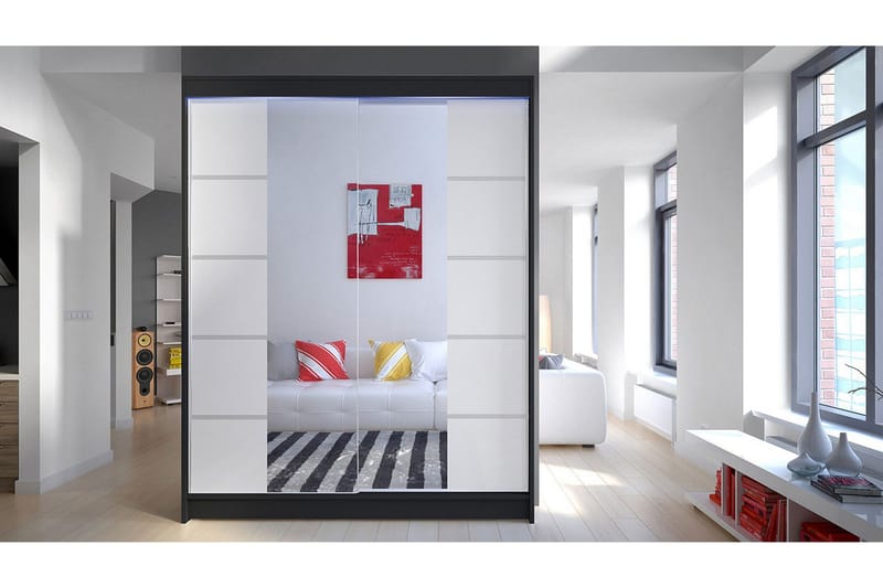 Vaatekaappi + LED - Musta - Säilytys - Vaatesäilytys - Vaatekaappi