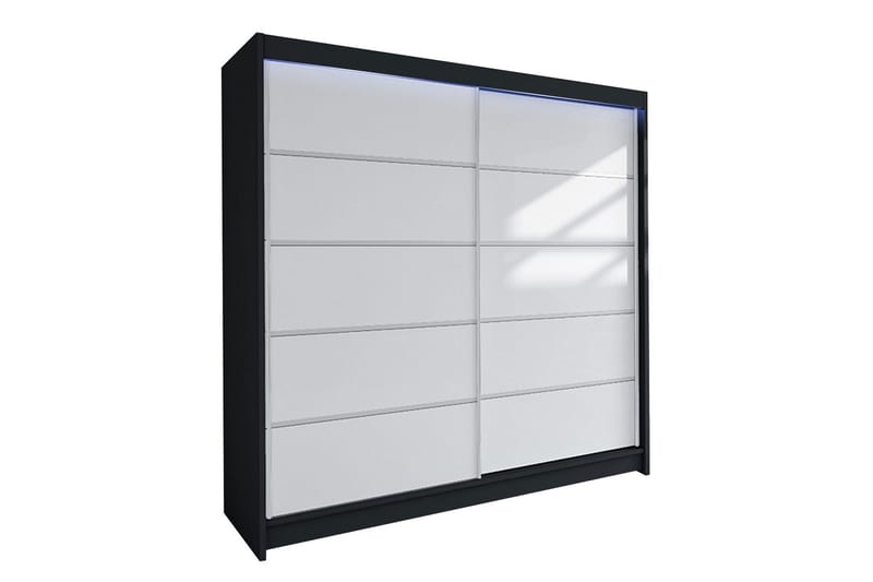 Vaatekaappi + LED - Musta/Valkoinen - Säilytys - Vaatesäilytys - Vaatekaappi