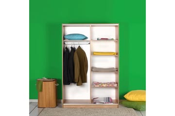 Vaatekaappi 120 cm vaalea puu - Beige - Säilytys - Vaatesäilytys - Vaatekaappi