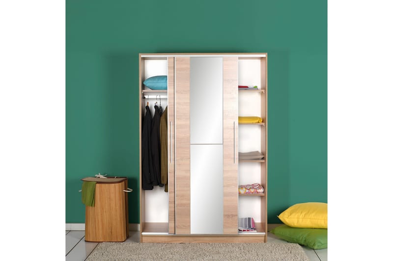 Vaatekaappi 120 cm vaalea puu - Beige - Säilytys - Vaatesäilytys - Vaatekaappi