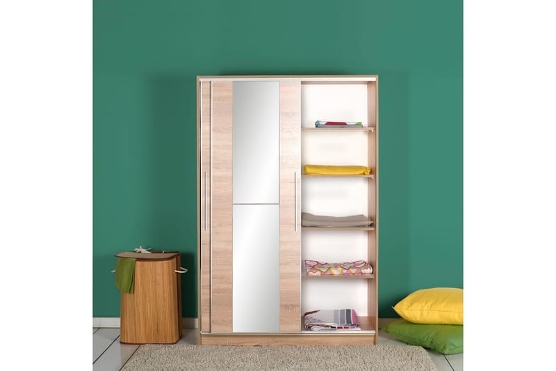 Vaatekaappi 120 cm vaalea puu - Beige - Säilytys - Vaatesäilytys - Vaatekaappi