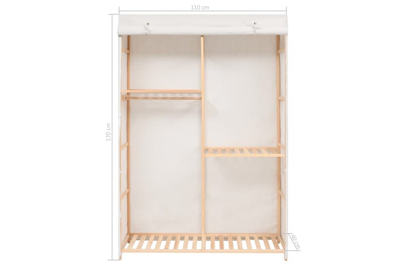 Vaatekaappi 3 hyllyä 110x40x170 cm - Valkoinen - Säilytys - Vaatesäilytys - Vaatekaappi