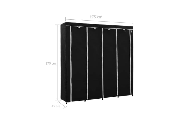 Vaatekaappi 4 lokerolla musta 175x45x170 cm - Musta - Säilytys - Vaatesäilytys - Vaatekaappi