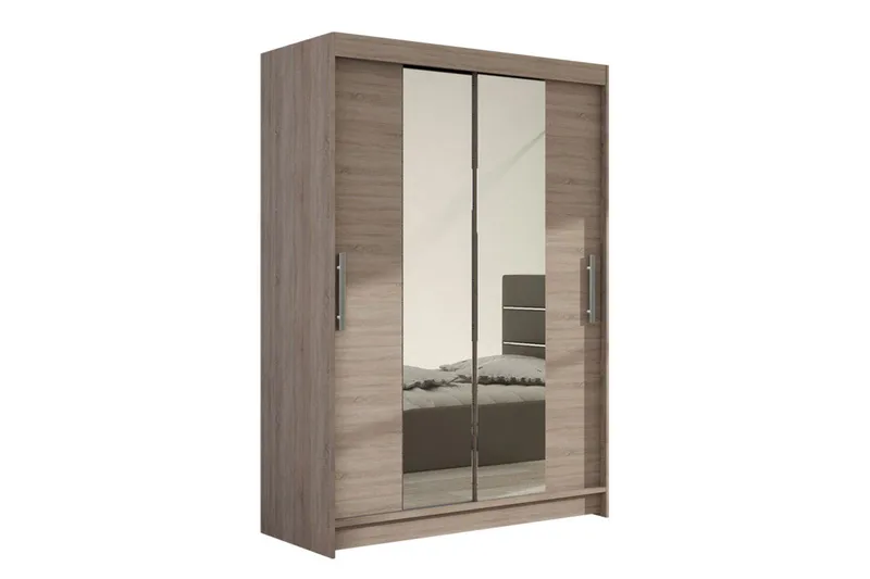 Vaatekaappi Aldo 120 cm Liukuovet Kapea Peili - Tammi - Säilytys - Vaatesäilytys - Vaatekaappi