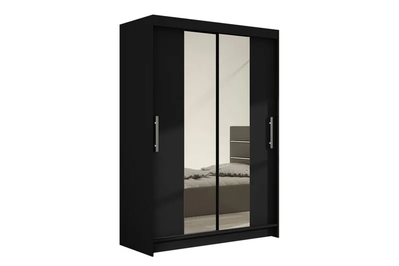 Vaatekaappi Aldo 120 cm Liukuovet Kapea Peili, Musta