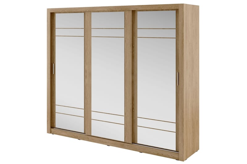 Vaatekaappi Amihan 250 cm 3 liukuovea - Tammi - Säilytys - Vaatesäilytys - Vaatekaappi