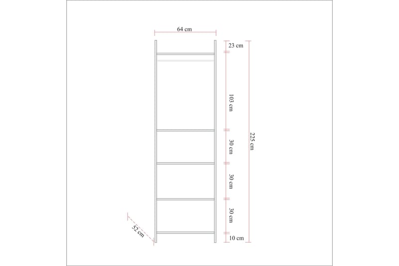 Vaatekaappi Anera 52x104 cm 3 ovea - Luonnonväri - Vaatekaappi