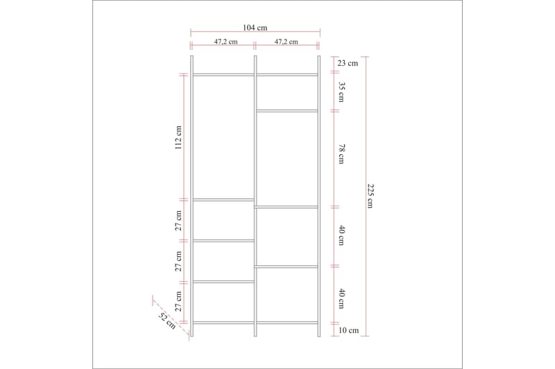 Vaatekaappi Anera 52x104 cm 3 ovea - Luonnonväri - Vaatekaappi