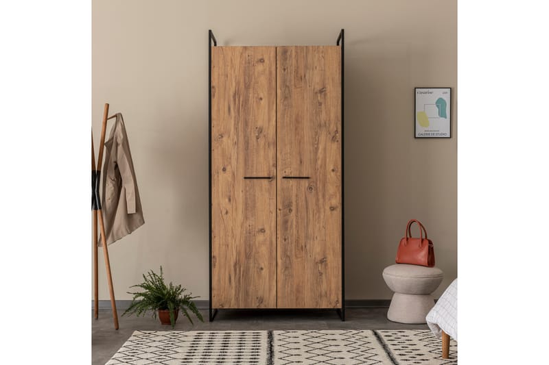 Vaatekaappi Anera 52x104 cm 3 ovea - Luonnonväri - Säilytys - Vaatesäilytys - Vaatekaappi