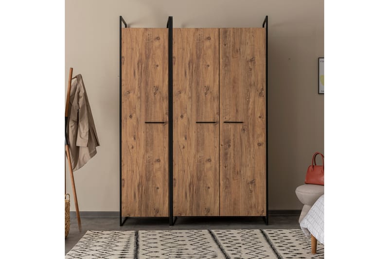 Vaatekaappi Anera 52x104 cm 3 ovea - Luonnonväri - Säilytys - Vaatesäilytys - Vaatekaappi