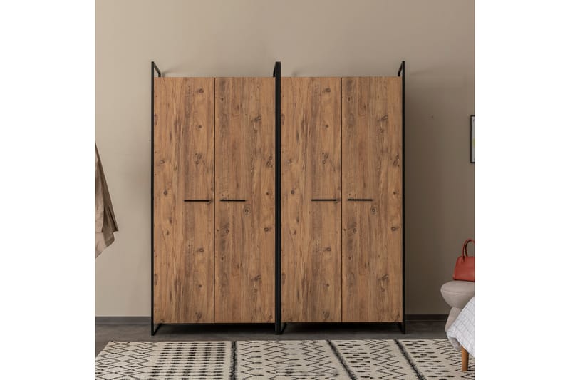 Vaatekaappi Anera 52x104 cm 4 ovea - Luonnonväri - Säilytys - Vaatesäilytys - Vaatekaappi