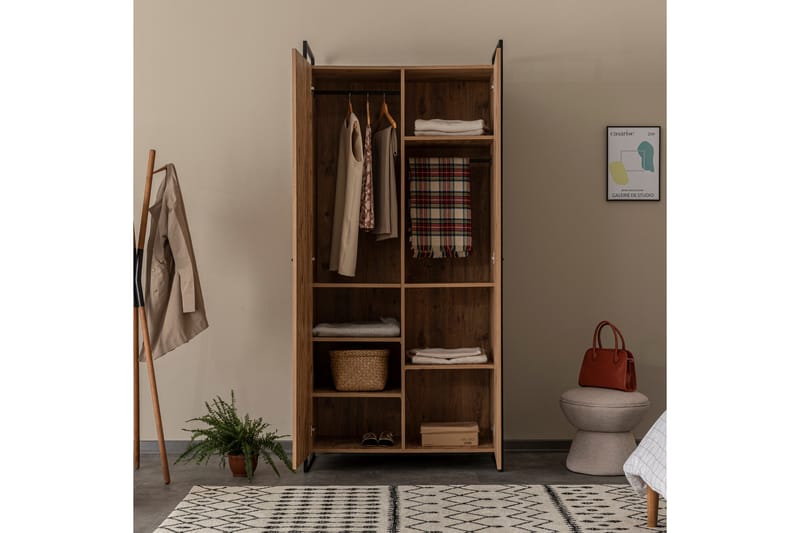 Vaatekaappi Anera 52x104 cm 5 ovea - Luonnonväri - Säilytys - Vaatesäilytys - Vaatekaappi