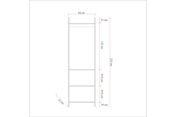 Vaatekaappi Anera 52x64 cm 11 hyllyä 1 ovi - Luonnonväri - Säilytys - Vaatesäilytys - Vaatekaappi