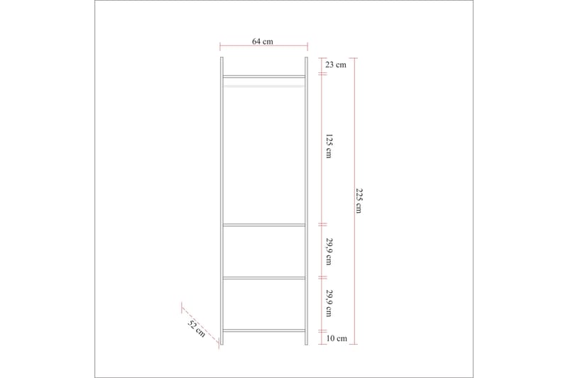 Vaatekaappi Anera 52x64 cm 11 hyllyä 1 ovi - Luonnonväri - Vaatekaappi