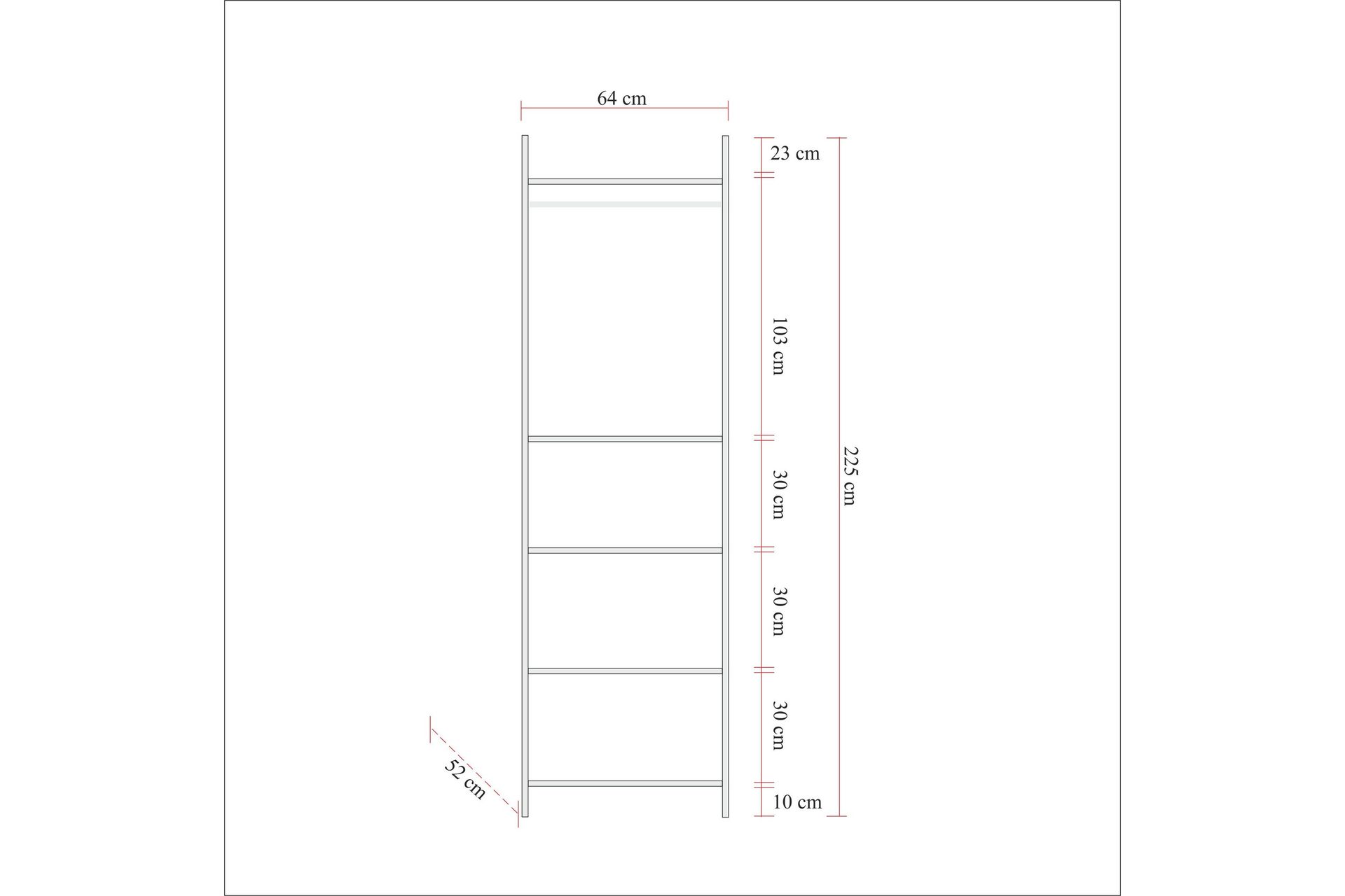 Vaatekaappi Anera 52x64 cm 11 hyllyä 1 ovi - Luonnonväri - Säilytys - Vaatesäilytys - Vaatekaappi