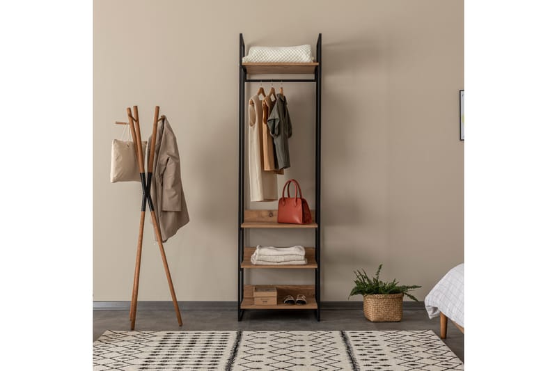 Vaatekaappi Anera 52x64 cm 11 hyllyä 1 ovi - Luonnonväri - Säilytys - Vaatesäilytys - Vaatekaappi