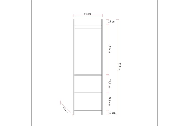 Vaatekaappi Anera 52x64 cm 4 Kaappia 13 Hyllyä - Luonnonväri - Säilytys - Vaatesäilytys - Vaatekaappi