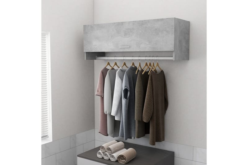 Vaatekaappi betoninharmaa 100x32,5x35 cm lastulevy - Säilytys - Vaatesäilytys - Vaatekaappi