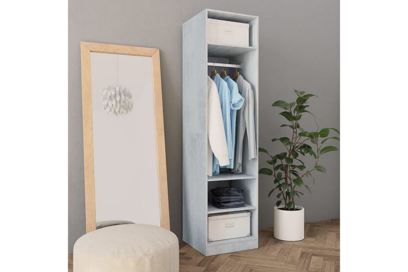 Vaatekaappi betoninharmaa 50x50x200 cm lastulevy - Harmaa - Säilytys - Vaatesäilytys - Vaatekaappi