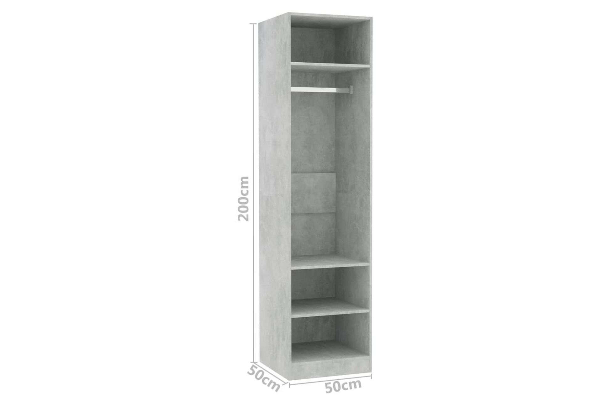 Vaatekaappi betoninharmaa 50x50x200 cm lastulevy - Harmaa - Säilytys - Vaatesäilytys - Vaatekaappi