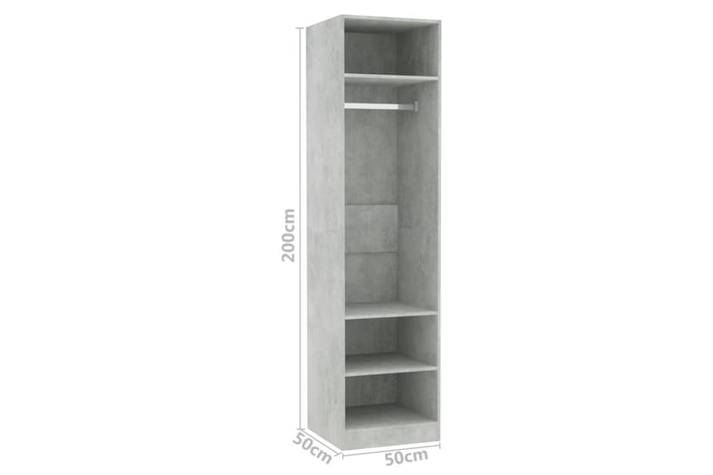 Vaatekaappi betoninharmaa 50x50x200 cm lastulevy - Harmaa - Säilytys - Vaatesäilytys - Vaatekaappi