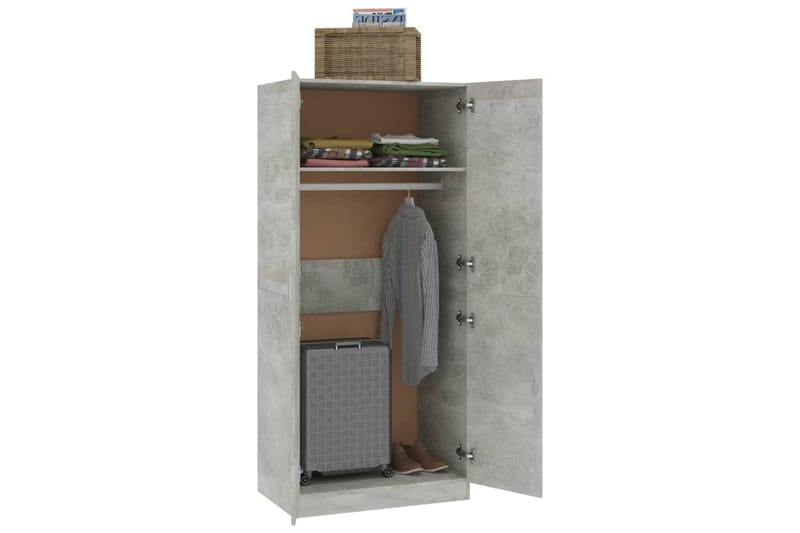 Vaatekaappi betoninharmaa 80x52x180 cm lastulevy - Harmaa - Säilytys - Vaatesäilytys - Vaatekaappi