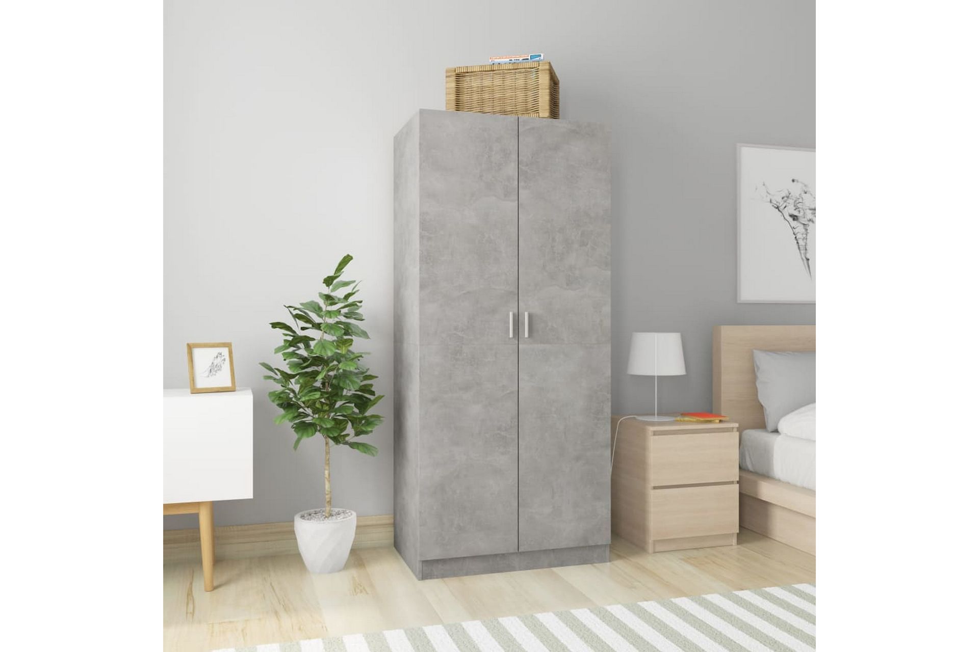 Vaatekaappi betoninharmaa 80x52x180 cm lastulevy - Harmaa - Säilytys - Vaatesäilytys - Vaatekaappi