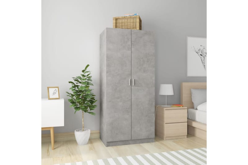 Vaatekaappi betoninharmaa 80x52x180 cm lastulevy - Harmaa - Säilytys - Vaatesäilytys - Vaatekaappi