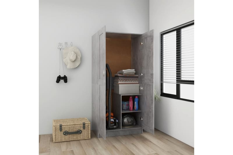 Vaatekaappi betoninharmaa 82,5x51,5x180 cm lastulevy - Säilytys - Vaatesäilytys - Vaatekaappi