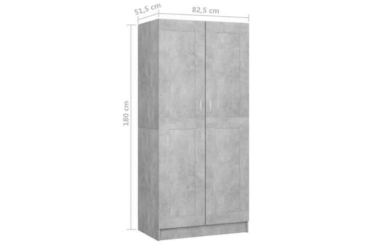 Vaatekaappi betoninharmaa 82,5x51,5x180 cm lastulevy - Vaatekaappi