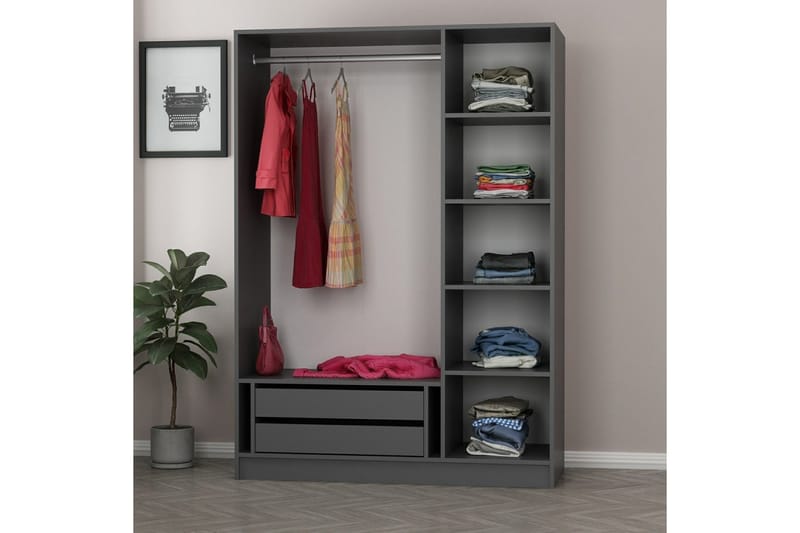 Vaatekaappi Cambrian 135 cm - Antrasiitti - Säilytys - Vaatesäilytys - Vaatekaappi