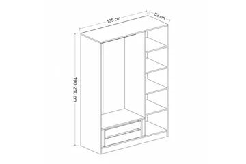 Vaatekaappi Cambrian 135 cm - Antrasiitti - Säilytys - Vaatesäilytys - Vaatekaappi