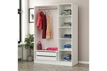 Vaatekaappi Cambrian 135 cm - Musta/Valkoinen - Säilytys - Vaatesäilytys - Vaatekaappi