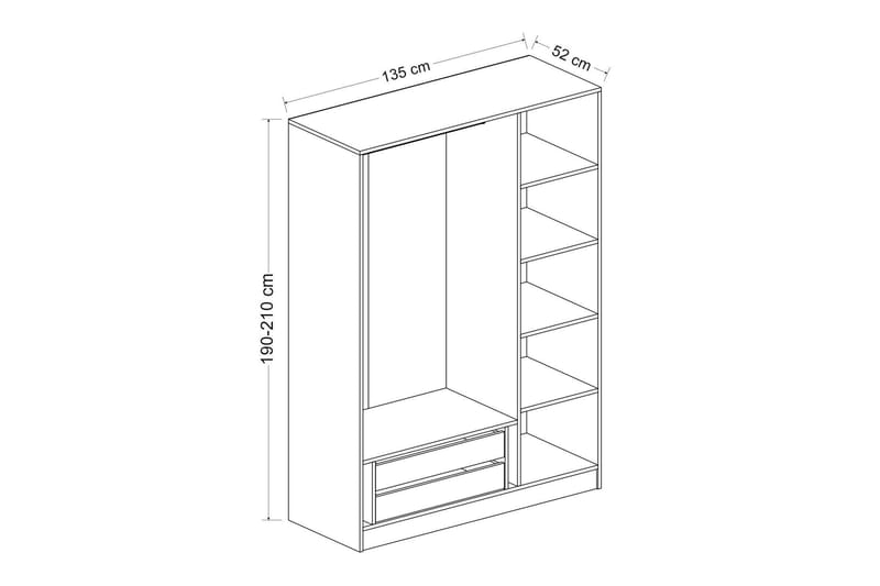 Vaatekaappi Cambrian 135 cm - Ruskea - Säilytys - Vaatesäilytys - Vaatekaappi
