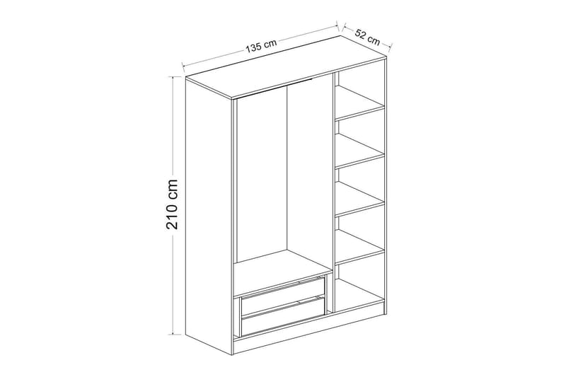 Vaatekaappi Cambrian 135 cm - Ruskea - Säilytys - Vaatesäilytys - Vaatekaappi