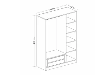 Vaatekaappi Cambrian 135 cm - Valkoinen - Säilytys - Vaatesäilytys - Vaatekaappi