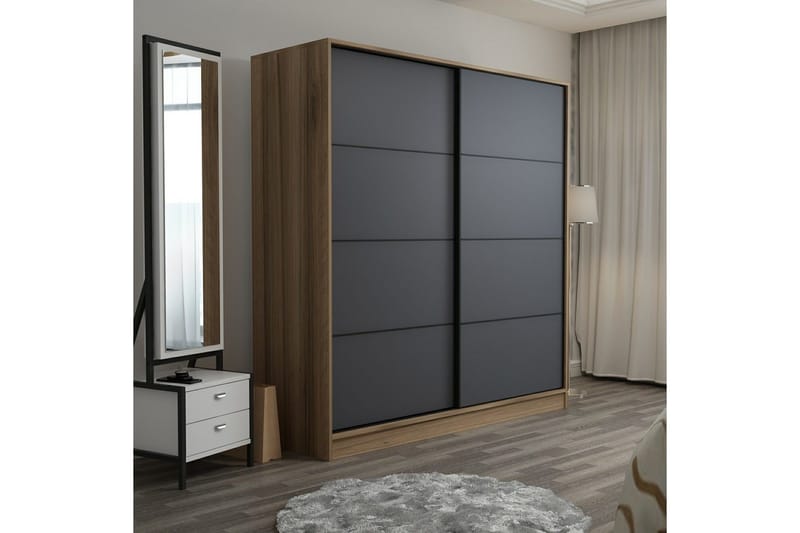 Vaatekaappi Cambrian 220 cm - Harmaa/Tammi - Säilytys - Vaatesäilytys - Vaatekaappi