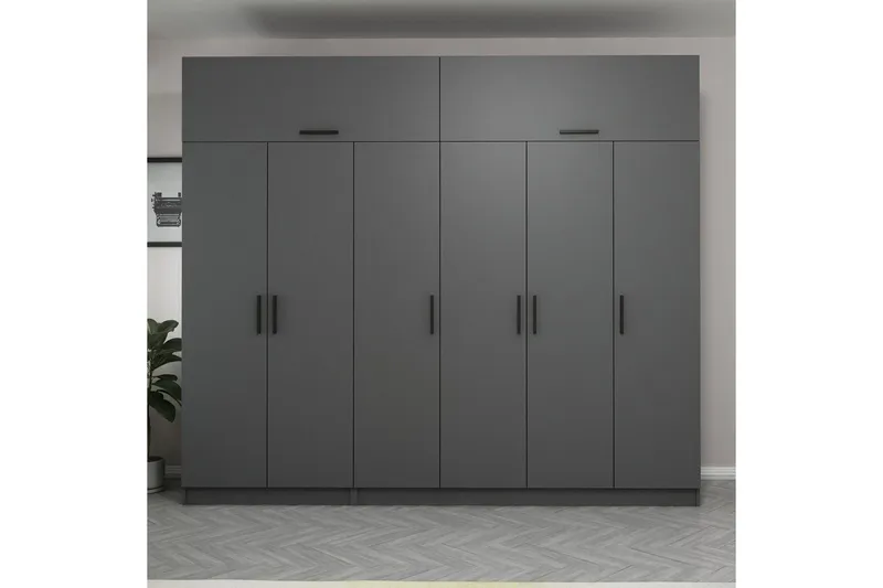 Vaatekaappi Cambrian 270 cm - Antrasiitti - Säilytys - Vaatesäilytys - Vaatekaappi
