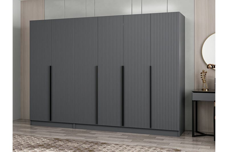 Vaatekaappi Cambrian 270 cm - Antrasiitti - Säilytys - Vaatesäilytys - Vaatekaappi