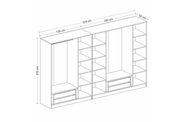 Vaatekaappi Cambrian 315 cm - Valkoinen - Säilytys - Vaatesäilytys - Vaatekaappi
