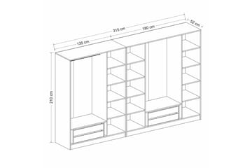 Vaatekaappi Cambrian 315 cm - Valkoinen - Säilytys - Vaatesäilytys - Vaatekaappi