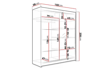 Vaatekaappi Camino 58x150 cm - Musta - Säilytys - Vaatesäilytys - Vaatekaappi