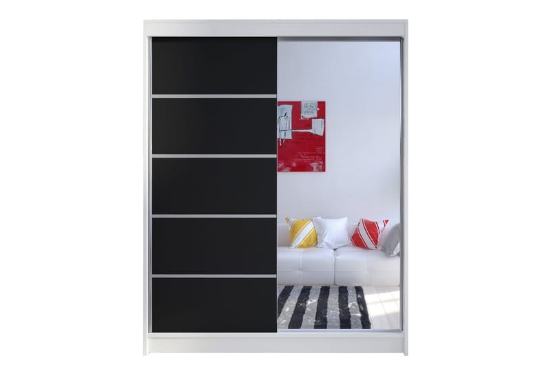 Vaatekaappi Camino 58x150 cm - Valkoinen/Musta - Säilytys - Vaatesäilytys - Vaatekaappi