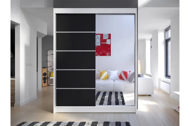 Vaatekaappi Camino 58x150 cm - Valkoinen/Musta - Säilytys - Vaatesäilytys - Vaatekaappi